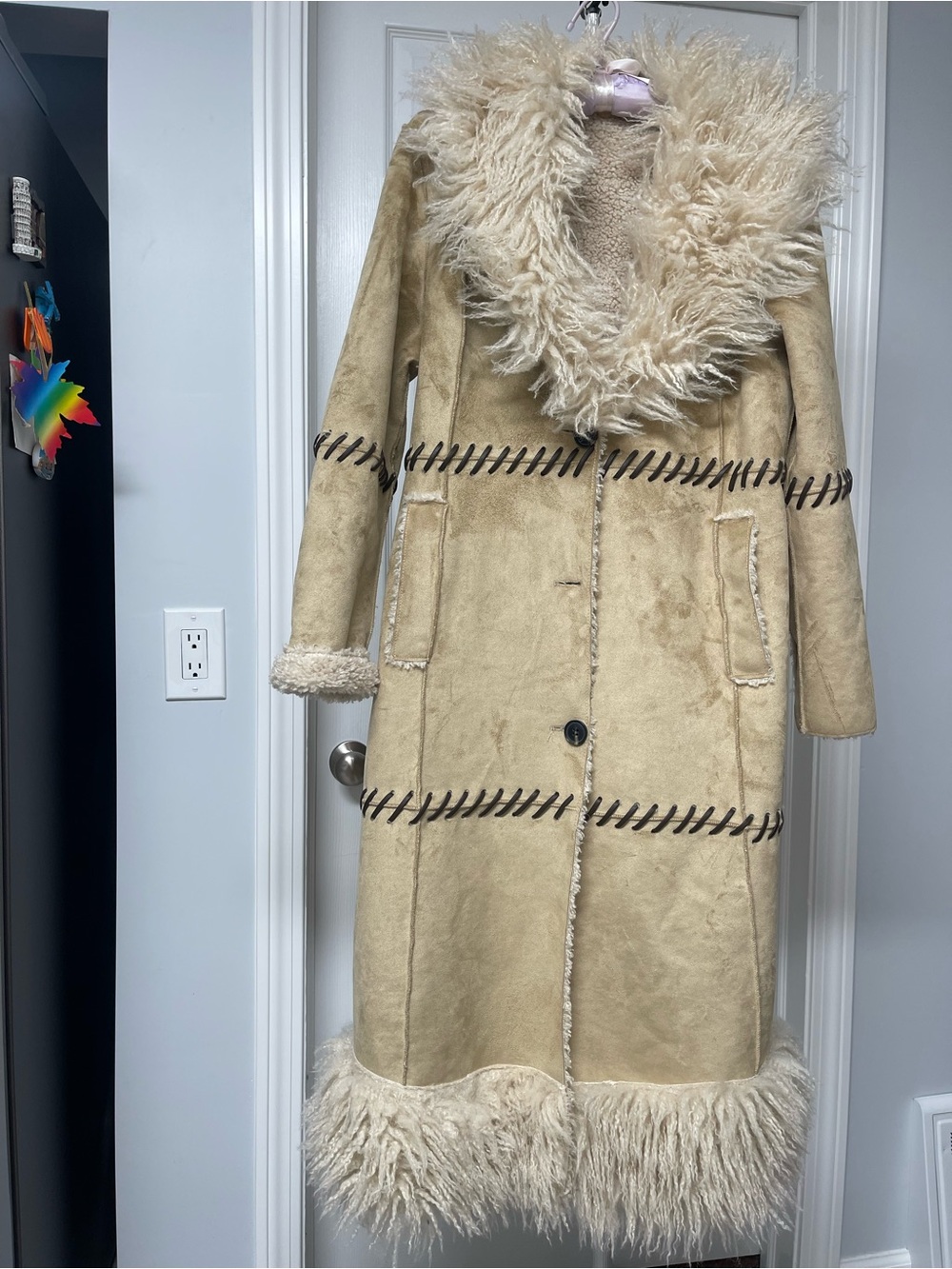 By Anthropologie Faux-Suede Longline Coat - Picture 7 of 10